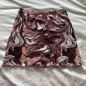 Elegant Swirl Mini Skirt in Brown and Cream